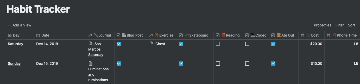 Notion Habit Tracker