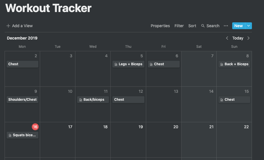 Notion Workout Tracker