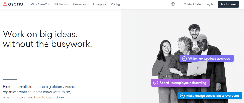 Asana Homepage screenshot