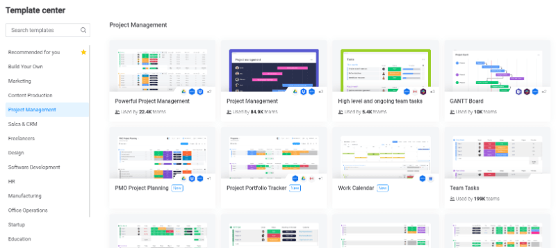 Monday Project Management Templates