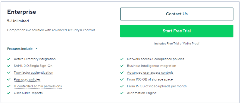 Wrike Enterprise Plan