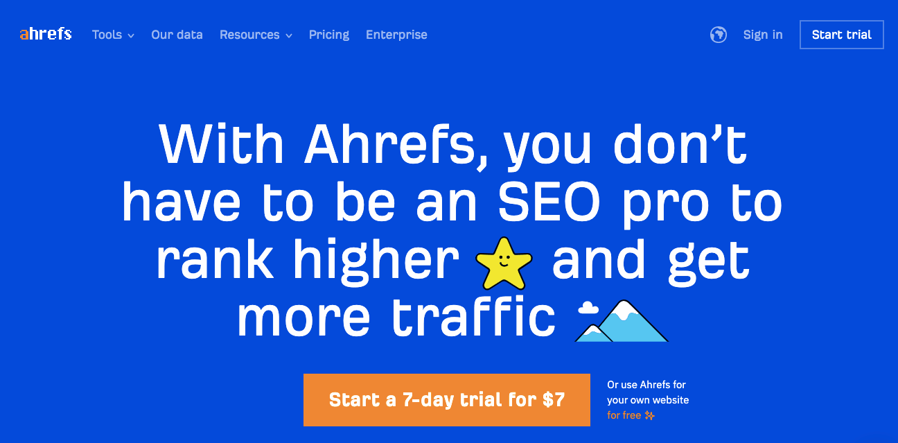 Ahrefs homepage