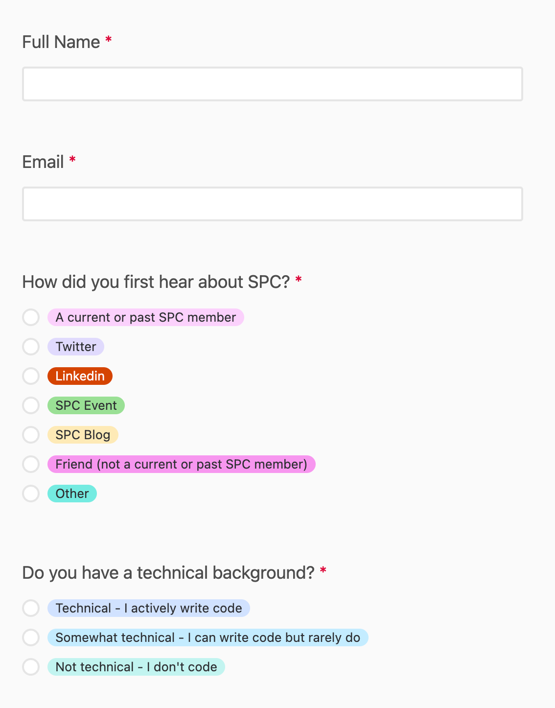 Airtable example for Southpark Commons