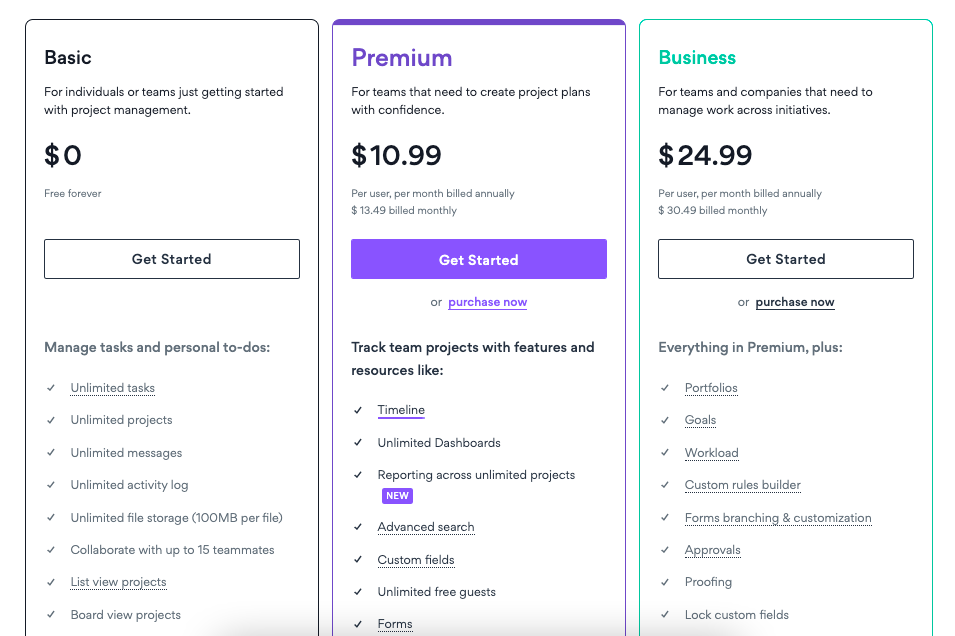 Asana Pricing