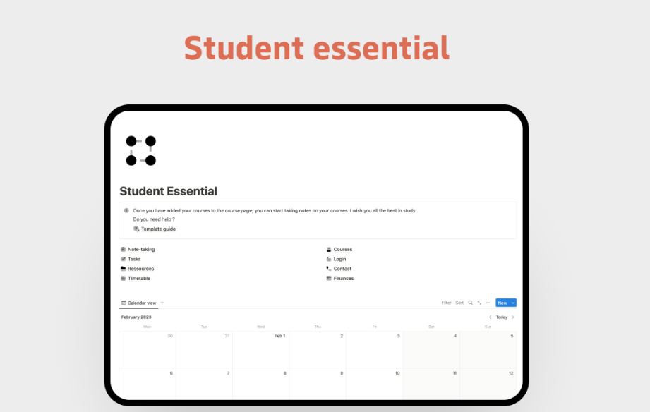 Notion Student Essential Template