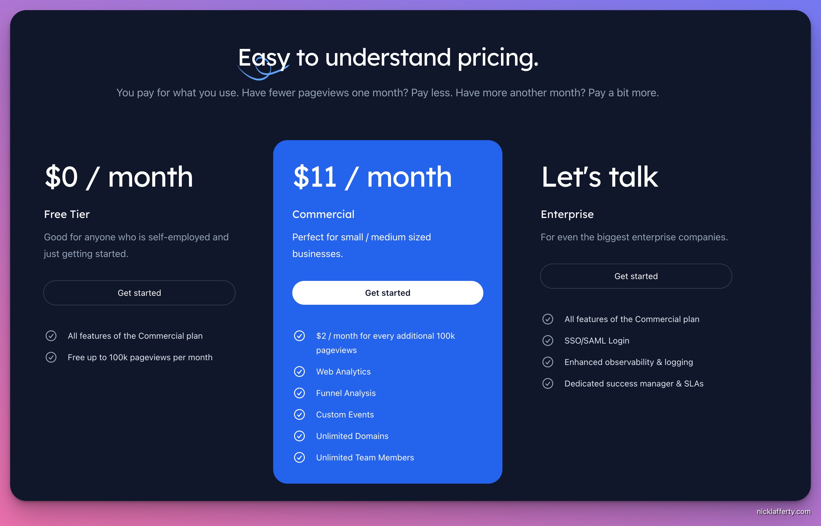 Beam Pricing Screenshot