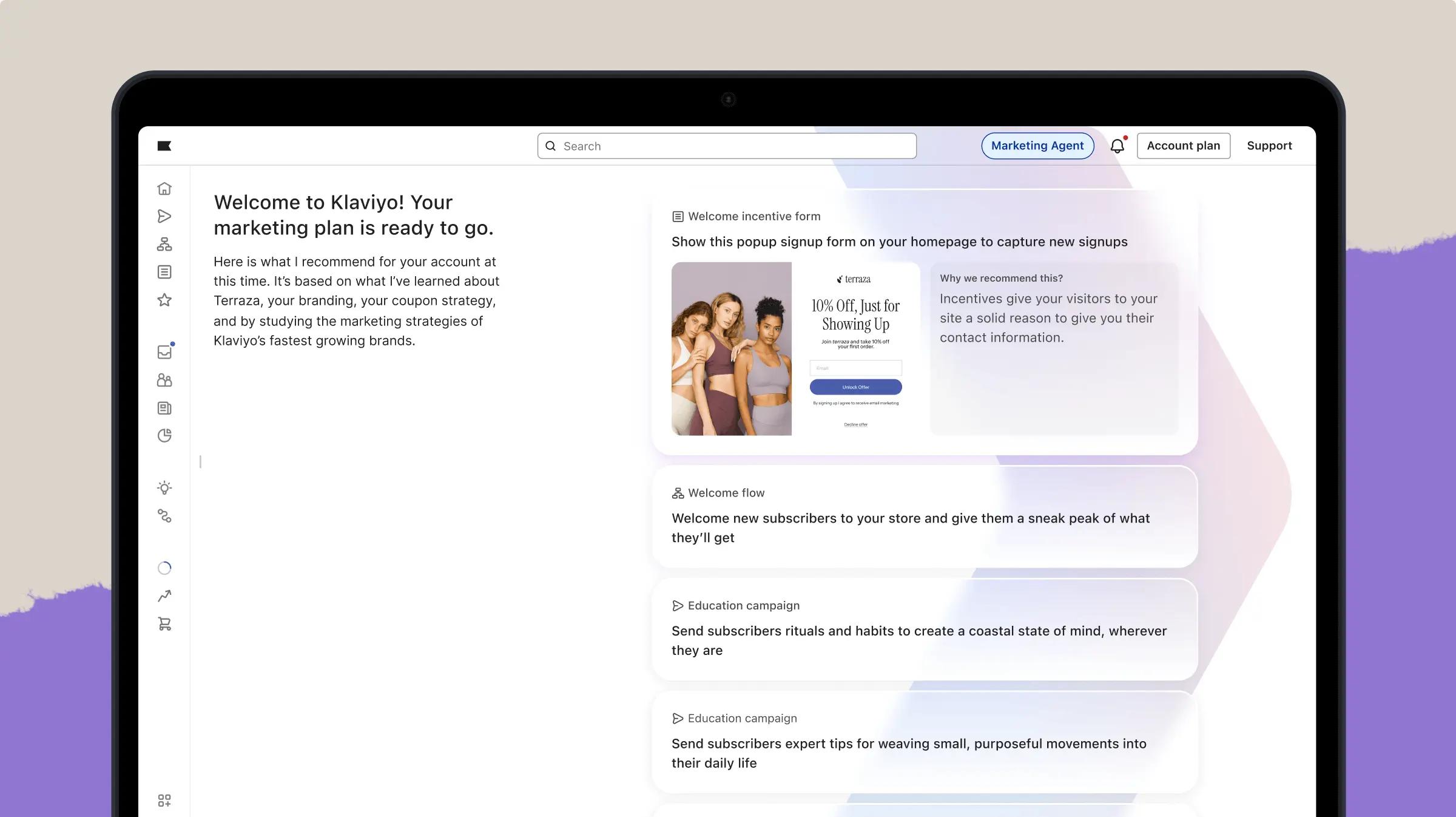 Klaviyo K:AI marketing agent interface