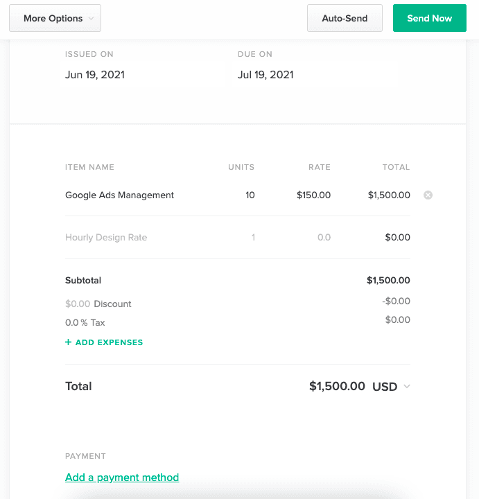 Bonsai Invoice