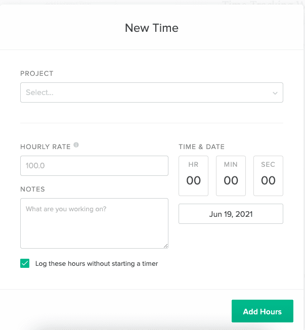 Bonsai Manual Time Tracking