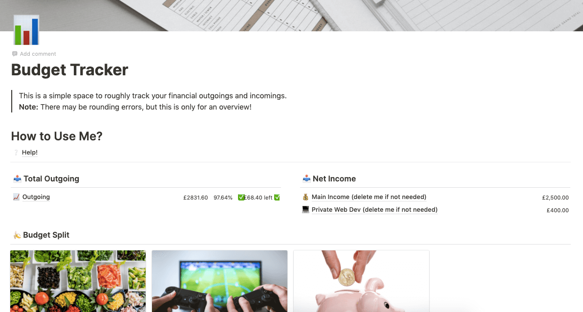 Notion Budget Tracker Template