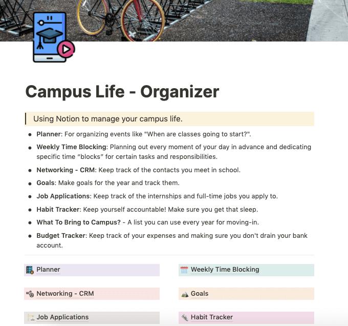 Notion Campus Life Template