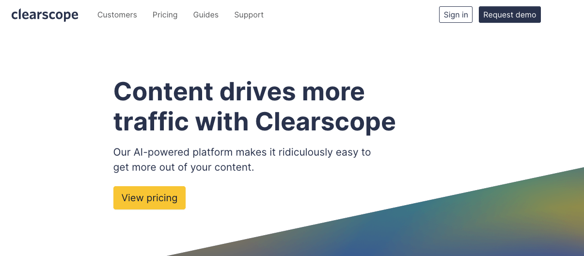 Clearscope homepage