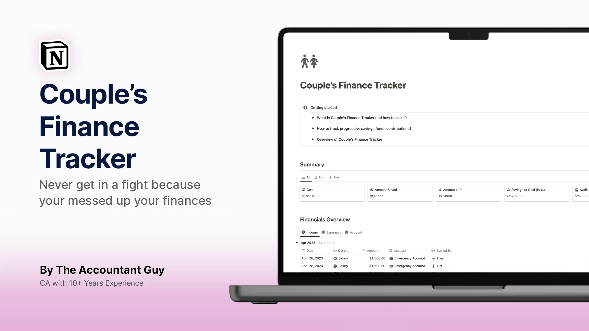 Notion Finance Template for Couples