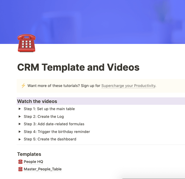 Notion CRM Template