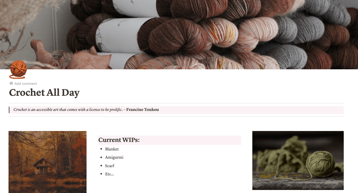 Crochet Notion Template Screenshot