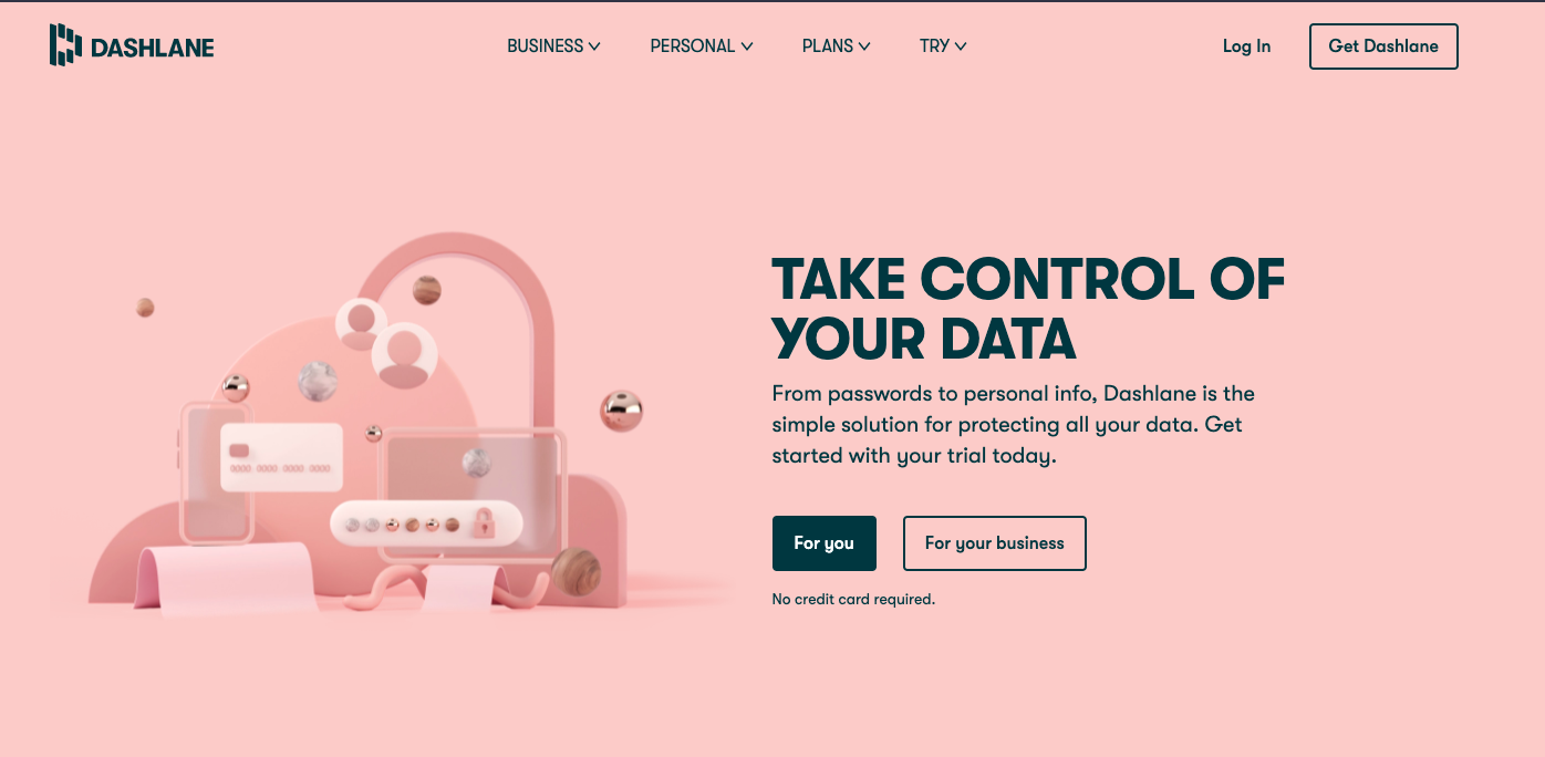 Dashlane homepage