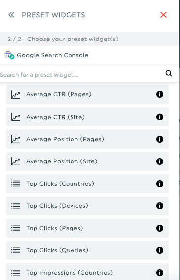 DashThis Default Google Search Console Widgets