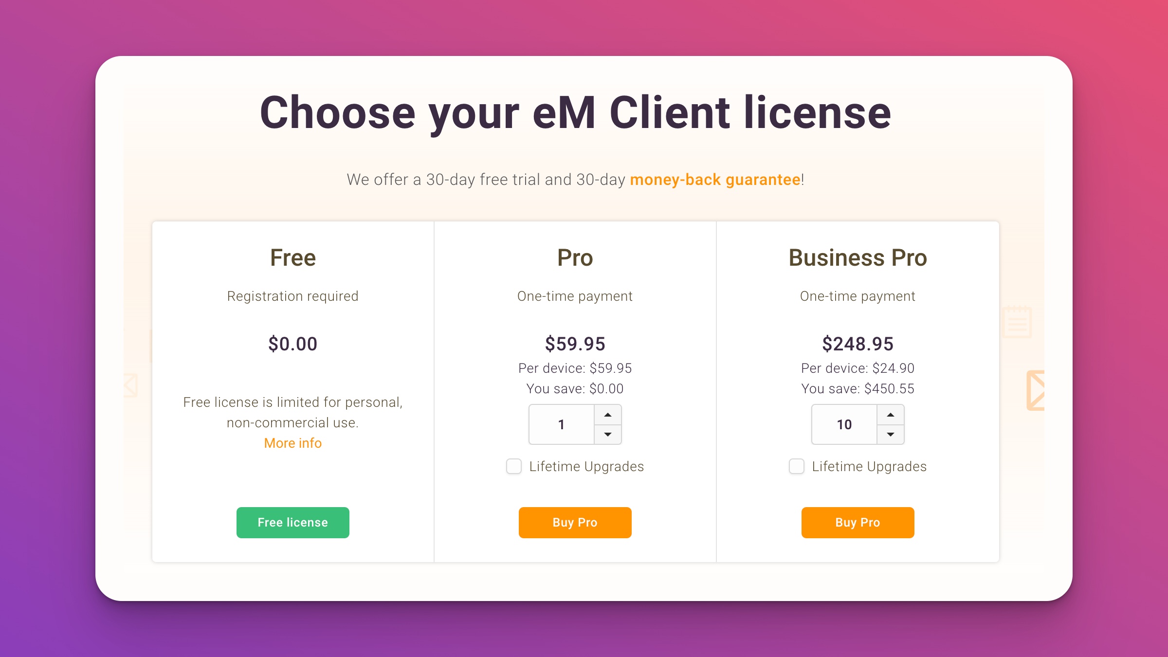 EM Client Pricing