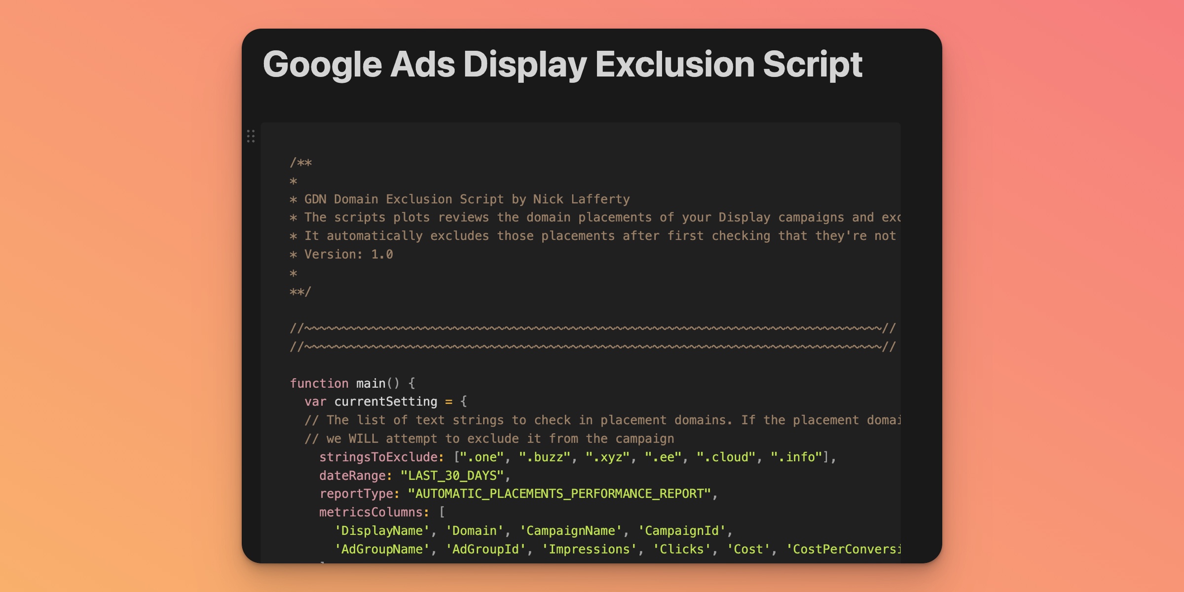 Google Ads Display Exclusion Script Header Image