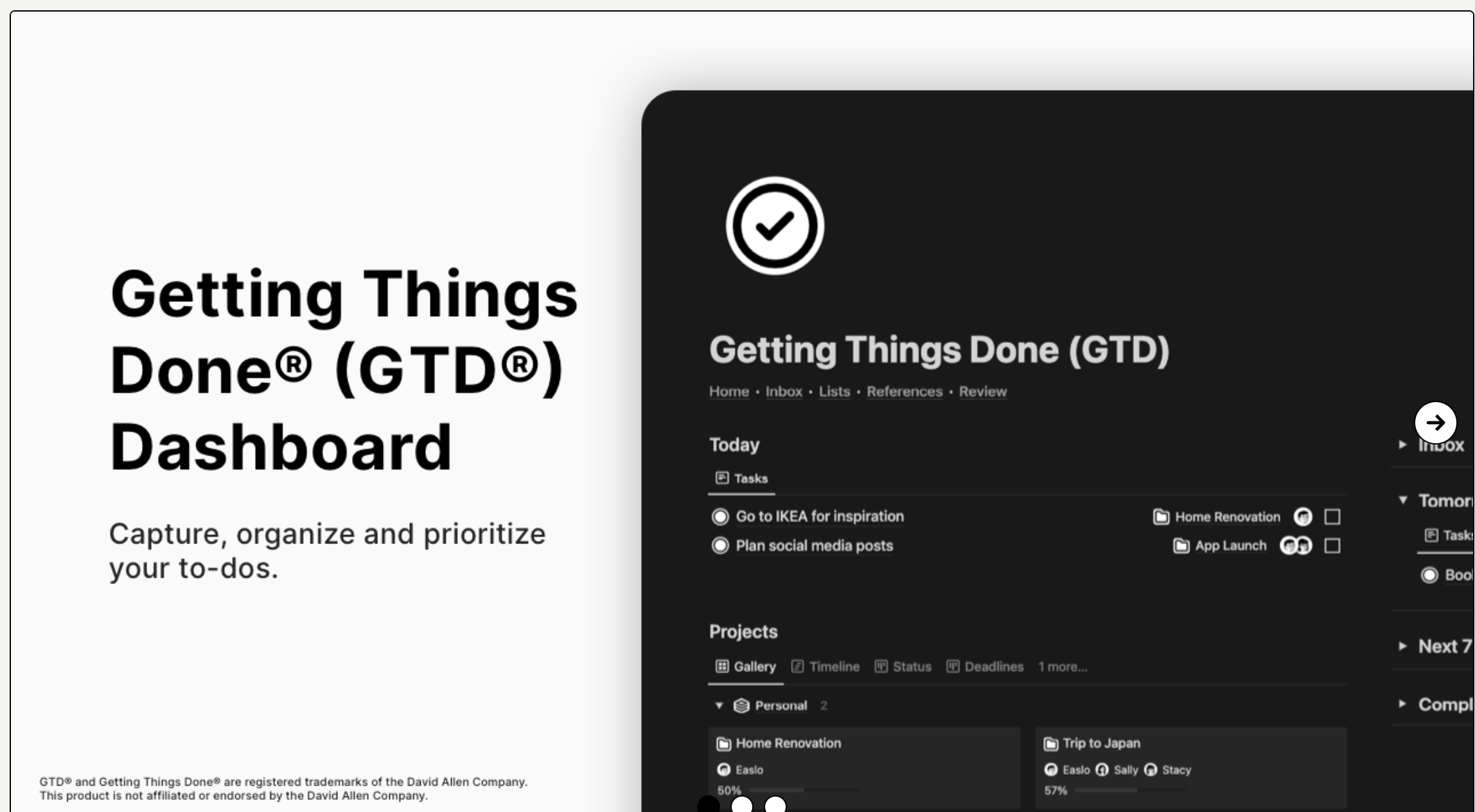Getting Things Done Notion Dashboard