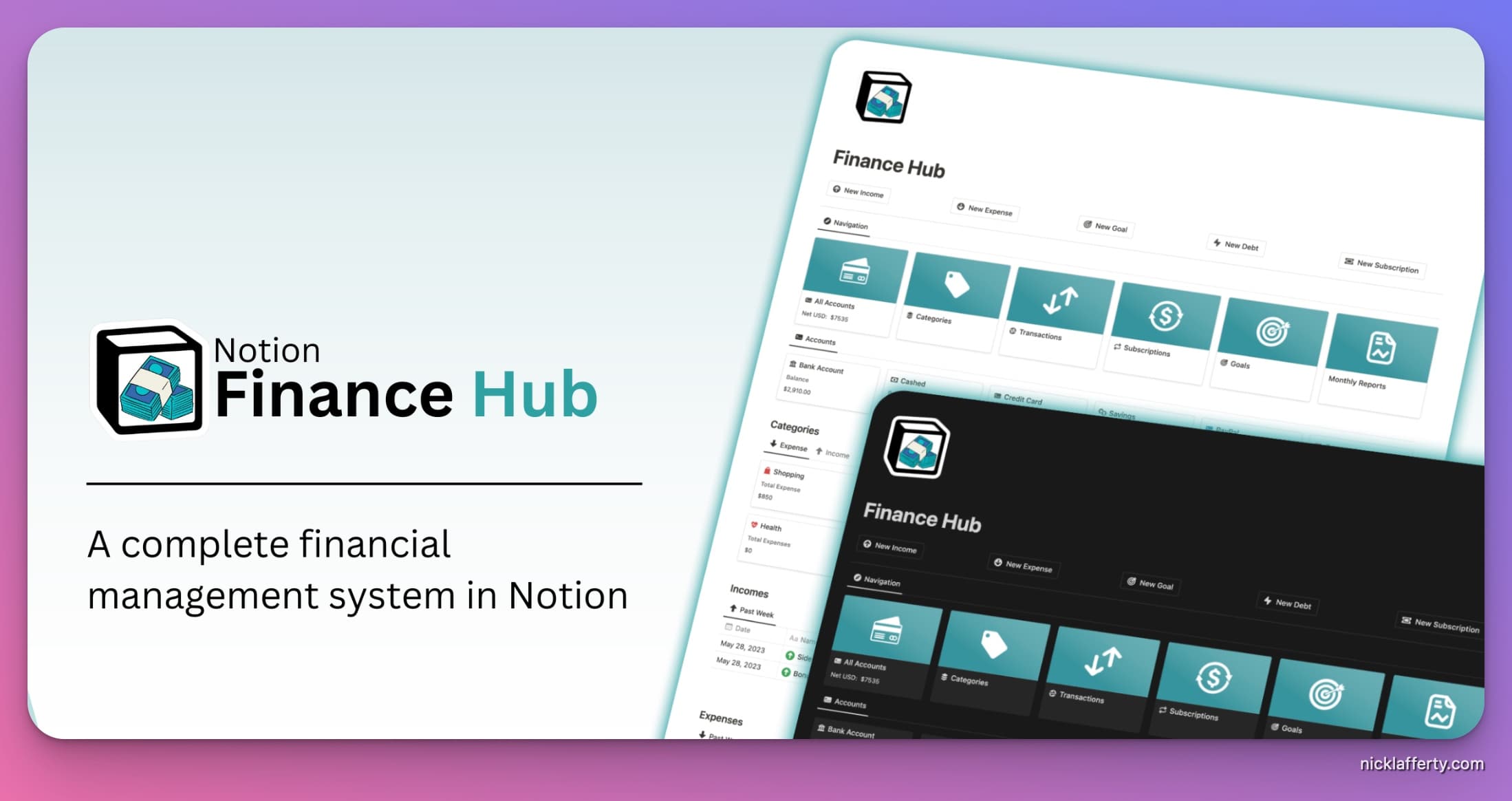 Notion Finance Hub Template by Hashim