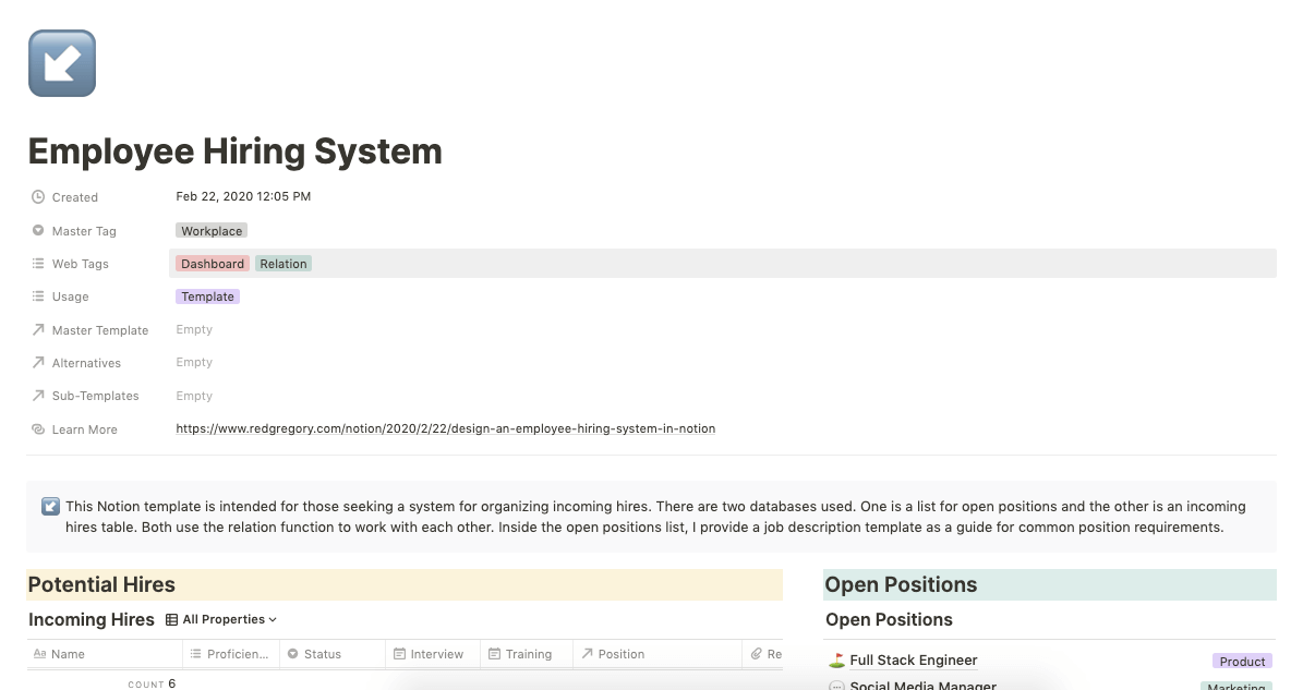 Notion Hiring Template
