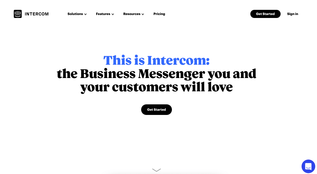 Intercom homepage