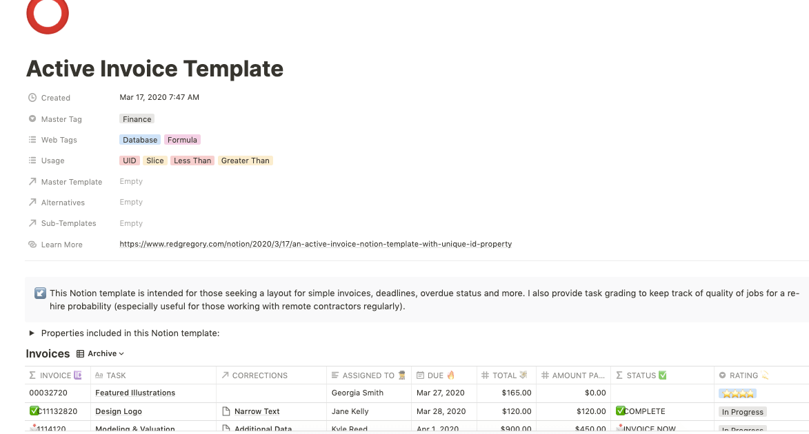 notion invoice template