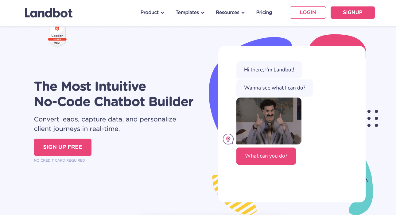 Landbot homepage