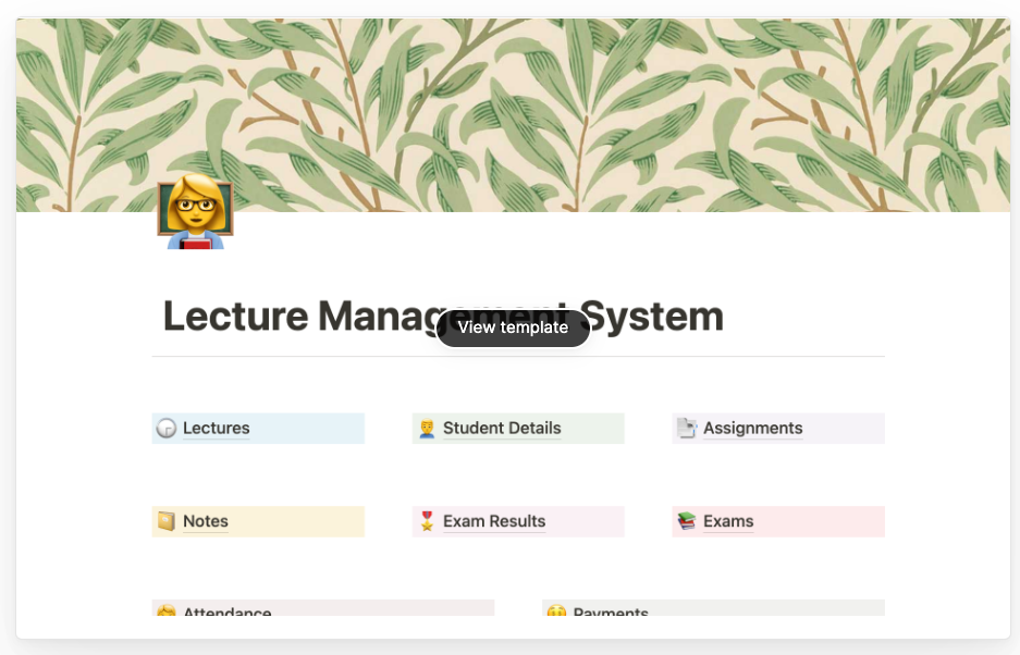 Lecture management system template