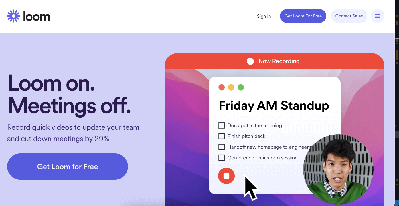 Loom Homepage Screenshot