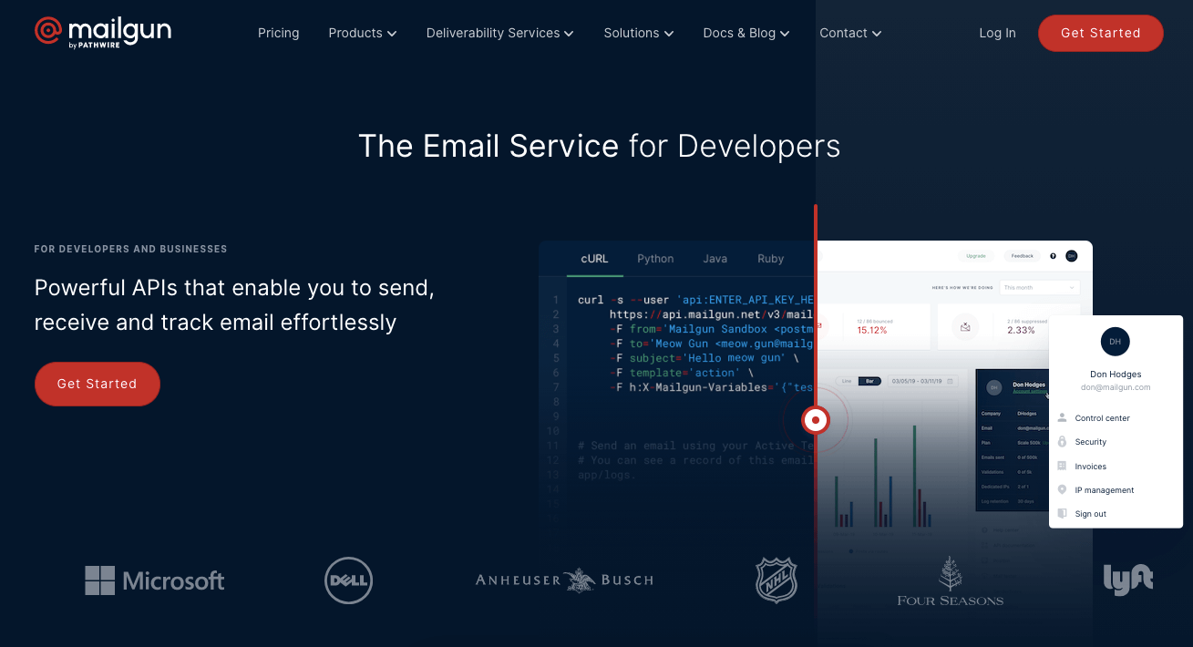 Mailgun homepage