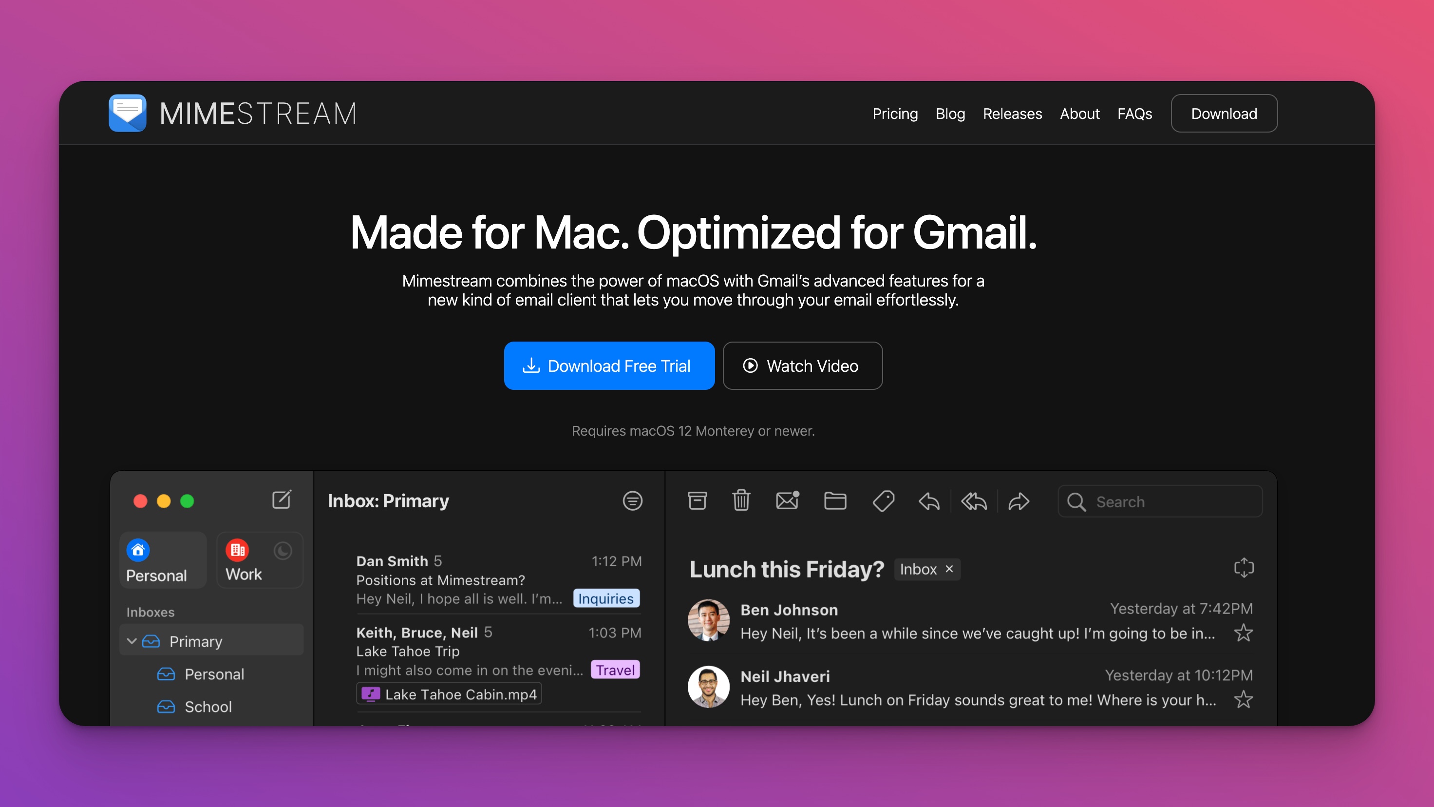 Mimestream email client