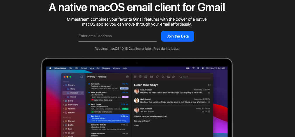 Mimestream email client