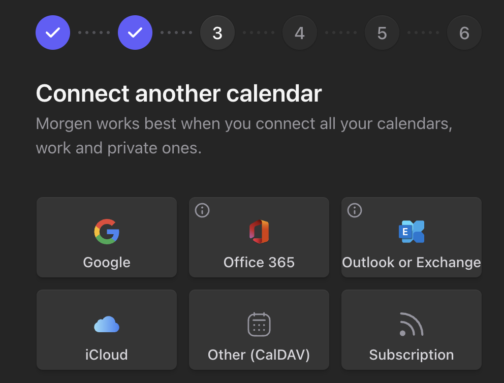 Morgen Calendar Onboarding Step