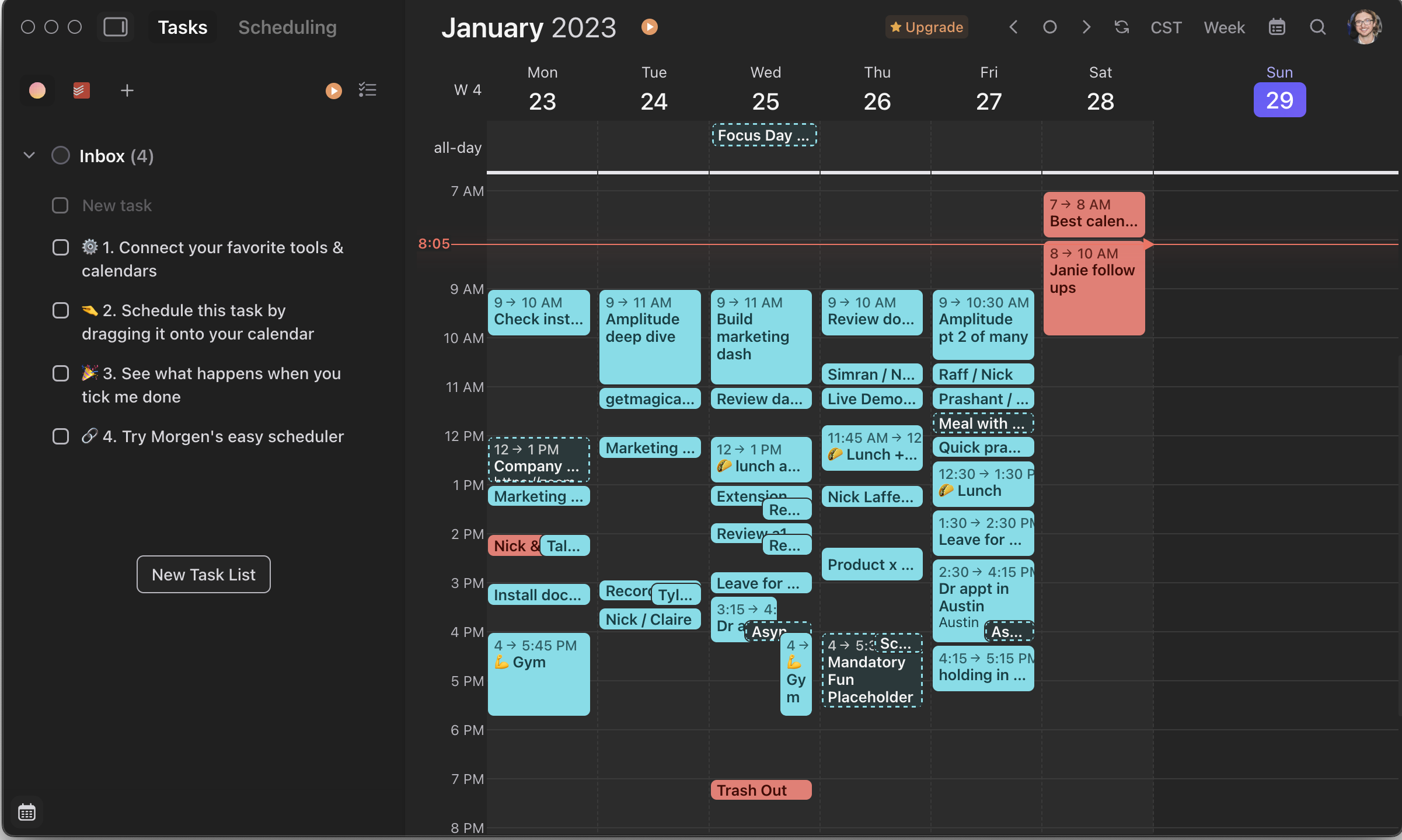 Morgen Screenshot of my calendar