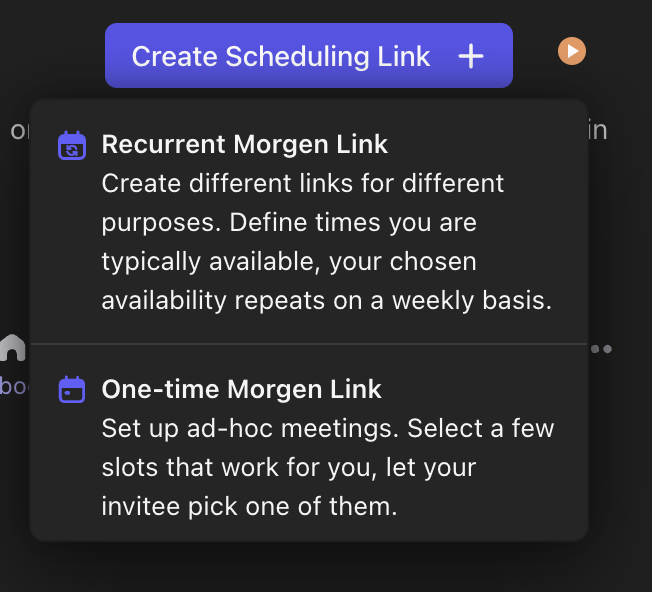 Morgen scheduling link options