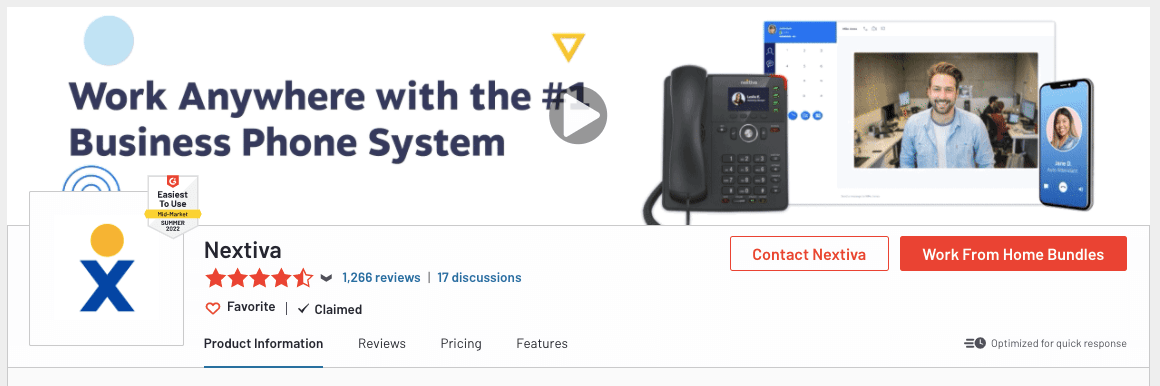 Nextiva G2 Reviews Screenshot