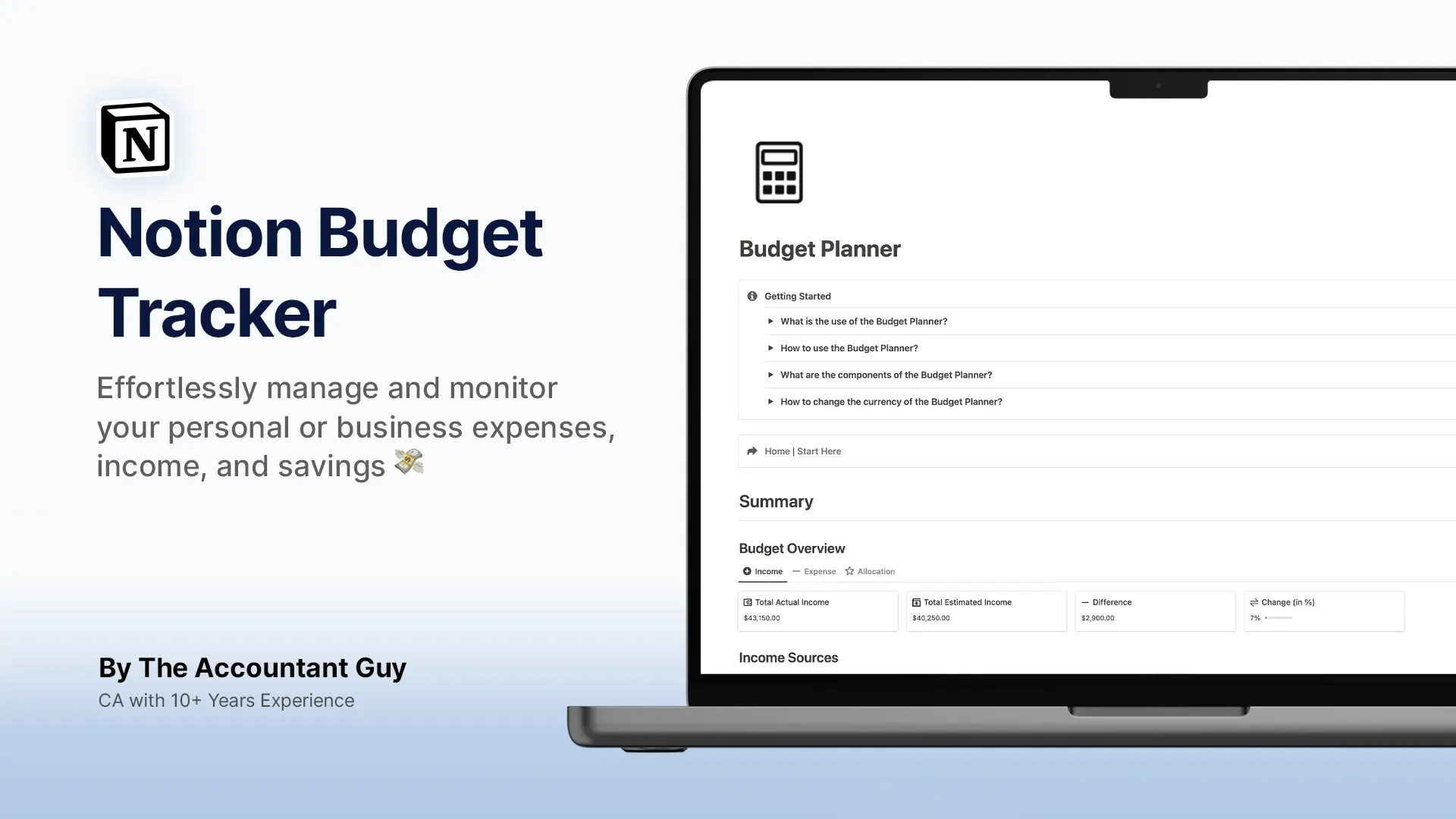 Notion AccountantGuy Budget Tracker