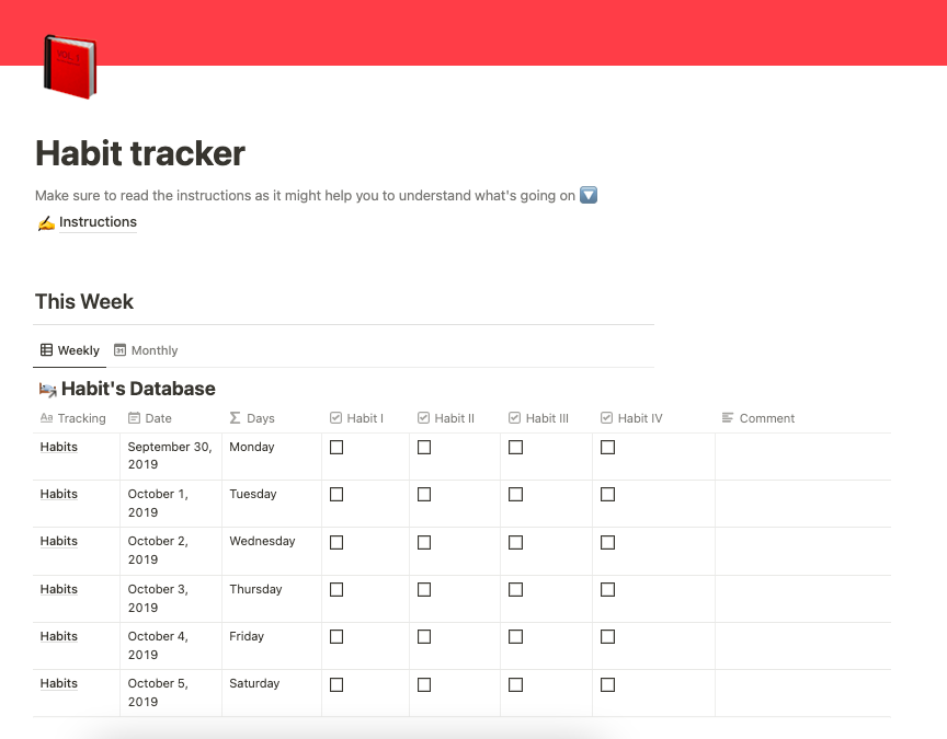 Notion Habit Tracker