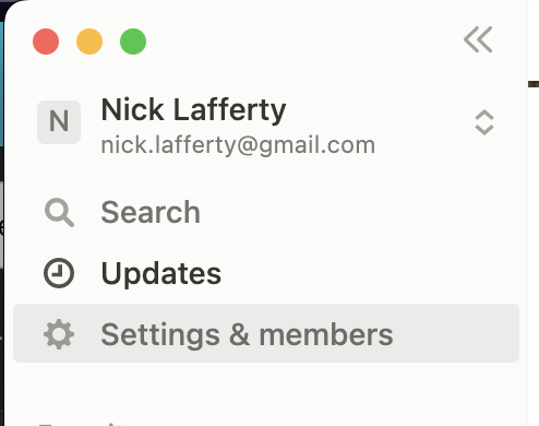 Notion Settings Screenshot