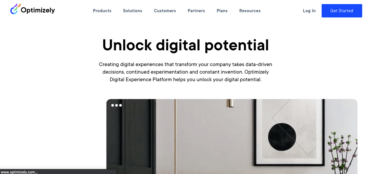 Optimizely Homepage Screenshot