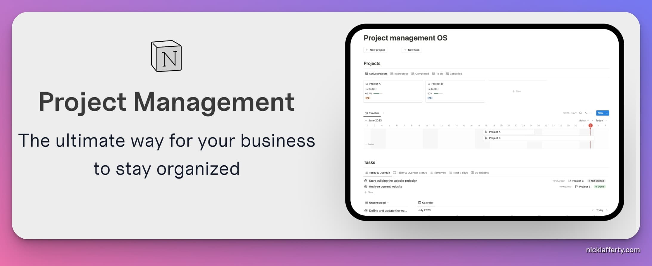 Notionize project management template