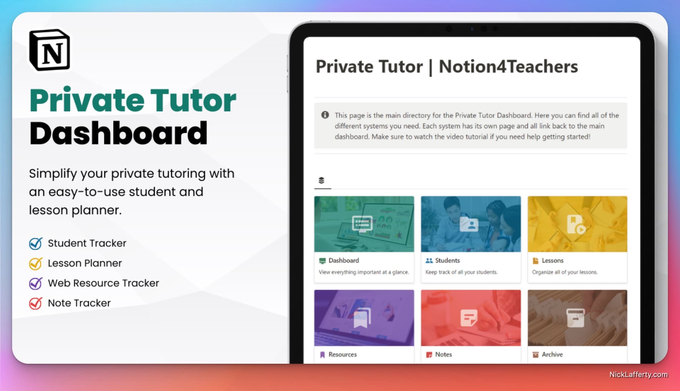 Private Tutor Dashboard Template