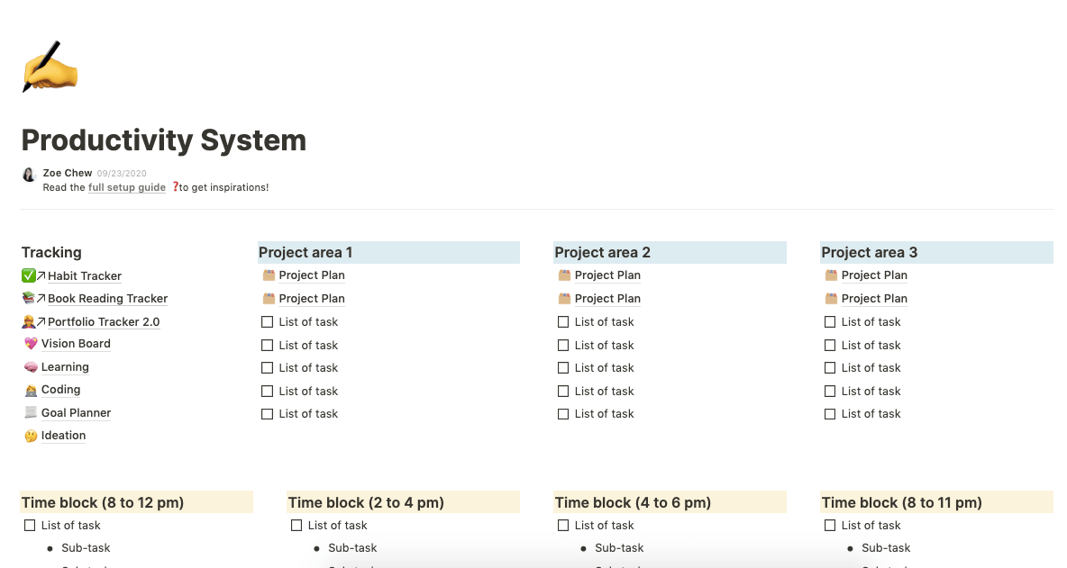 notion dashboard template