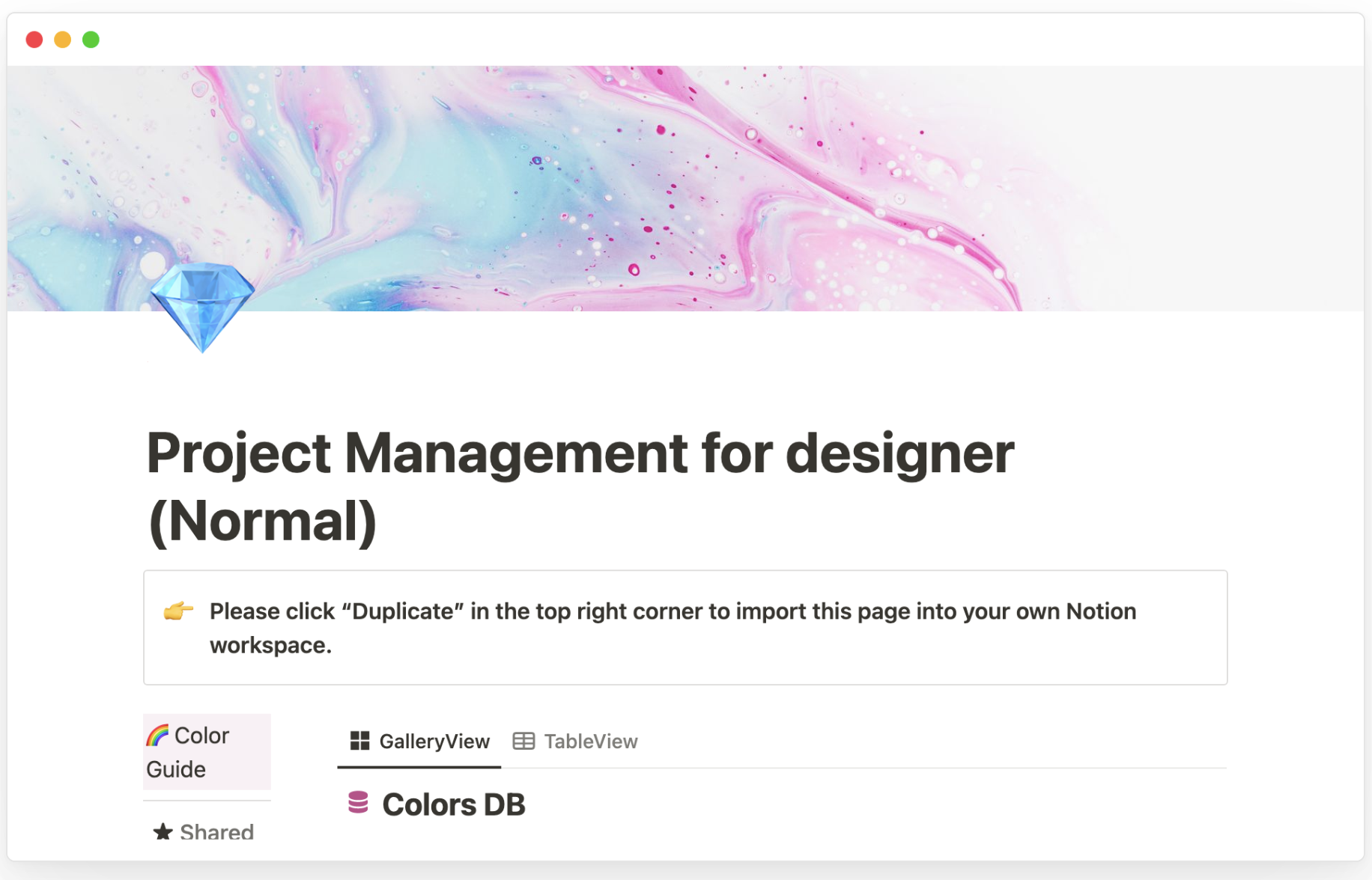 Project Management Template For Designers