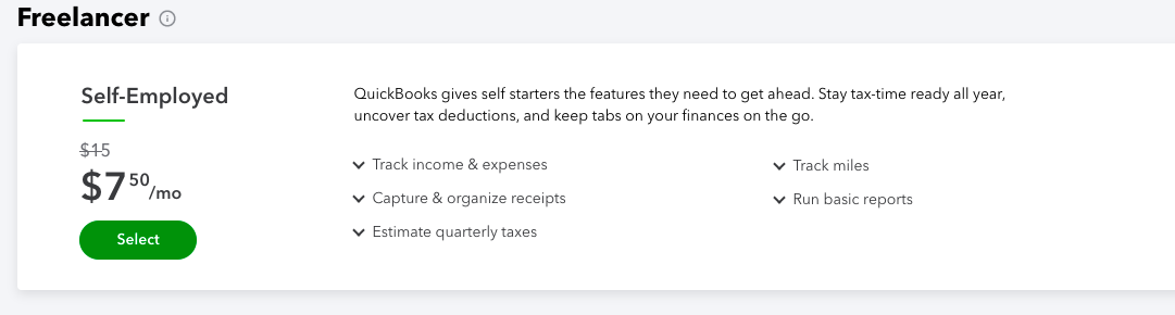 Quickbooks Freelancer Plan