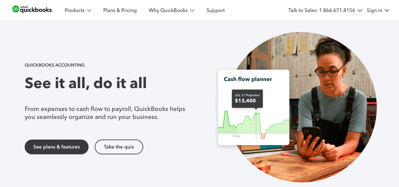 Quickbooks Homepage Screenshot