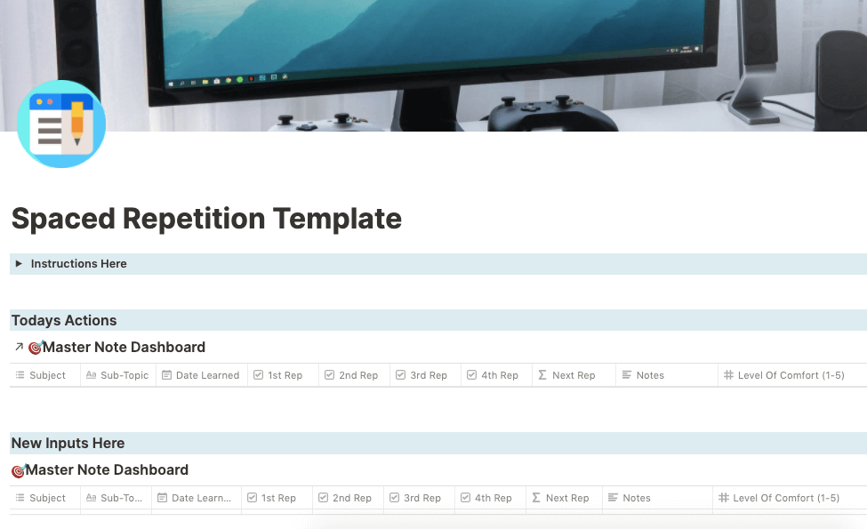 Notion Spaced Repetition Template