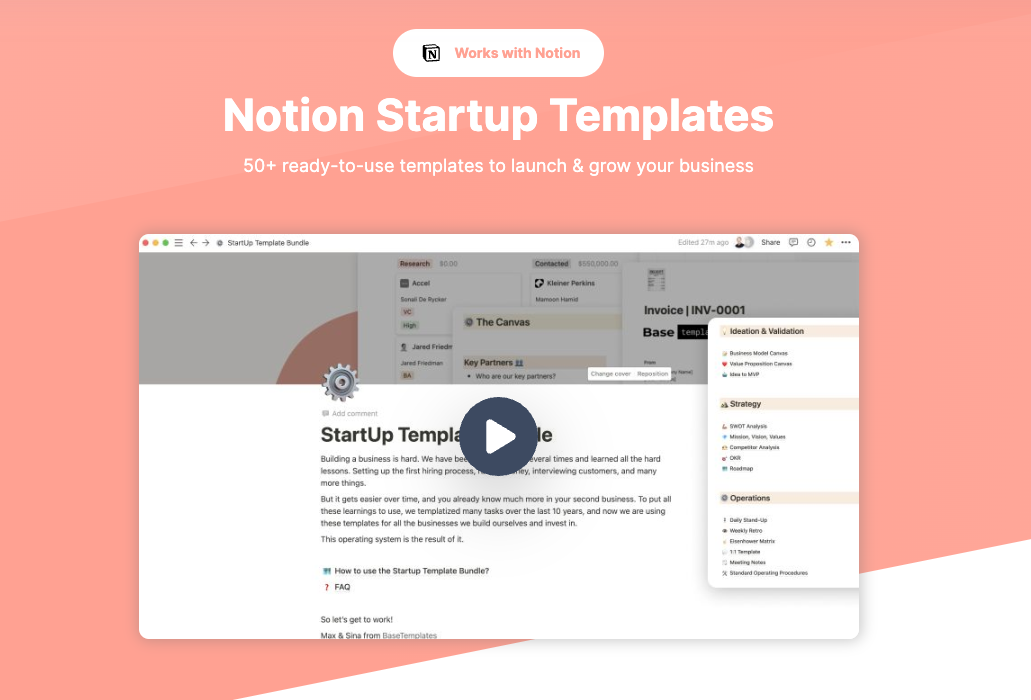 Notion Startup Template Bundle
